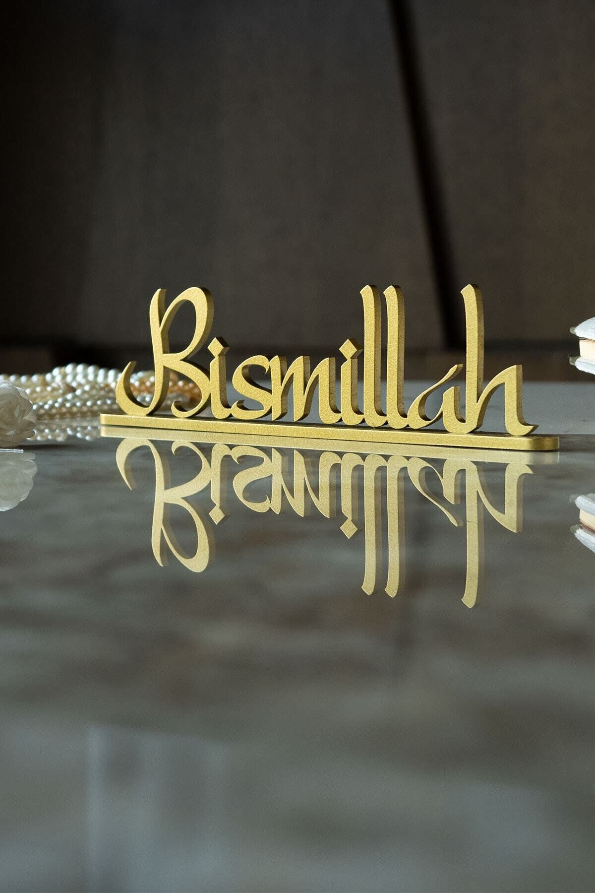 Bismillah Ve Alhamduillah 2'li Set Metal Masaüstü Dekor - Islami Ev Dekorasyonları - Wamh081