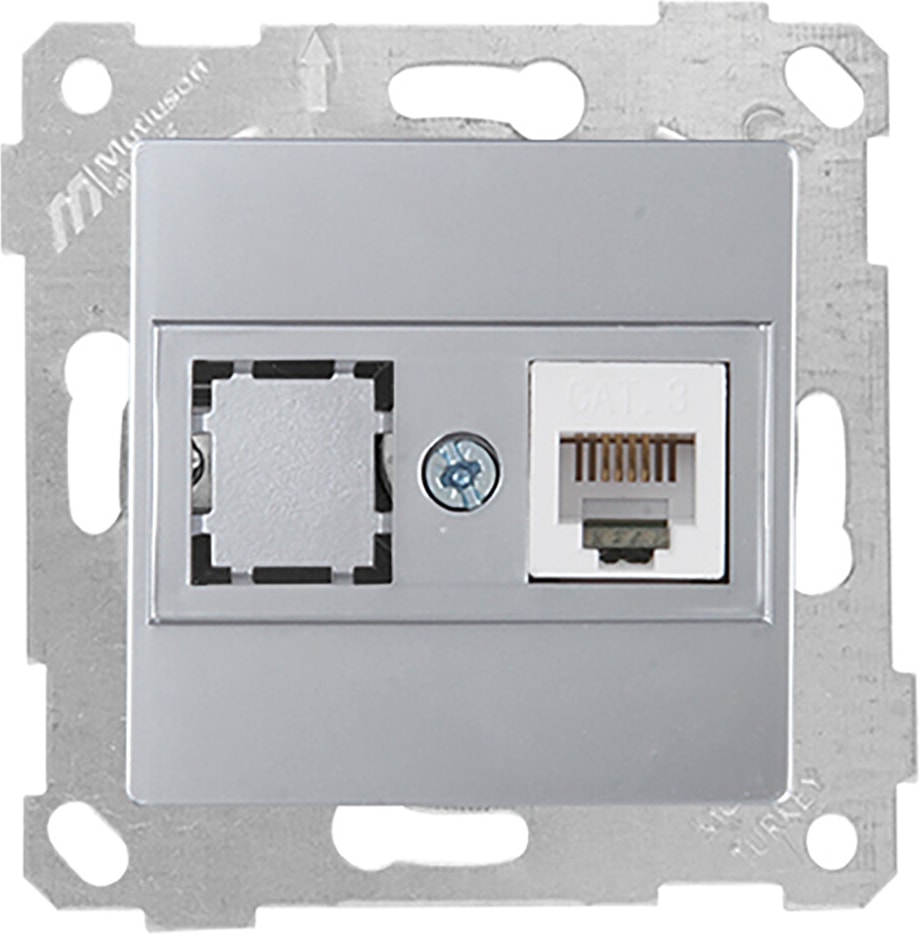 Rita Mekanizmalı Tuş Telefon Prizi 1XRJ12 Inox