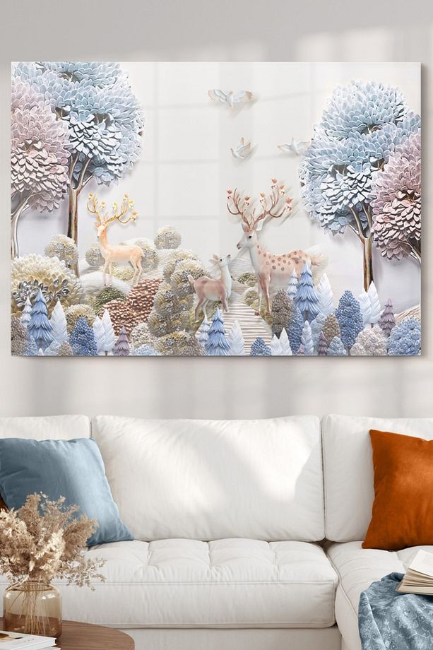 Geyikli Orman|doğa Temalı Cam Tablo | 50x70 Cm