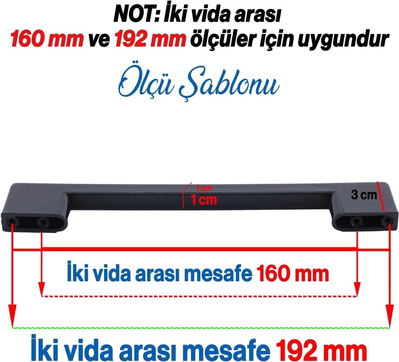 10 Adet Plastik Köprü Mobilya Mutfak Çekmece Dolabı Dolap Kapak Siyah Kulbu Kulpu Kulpları 192 mm