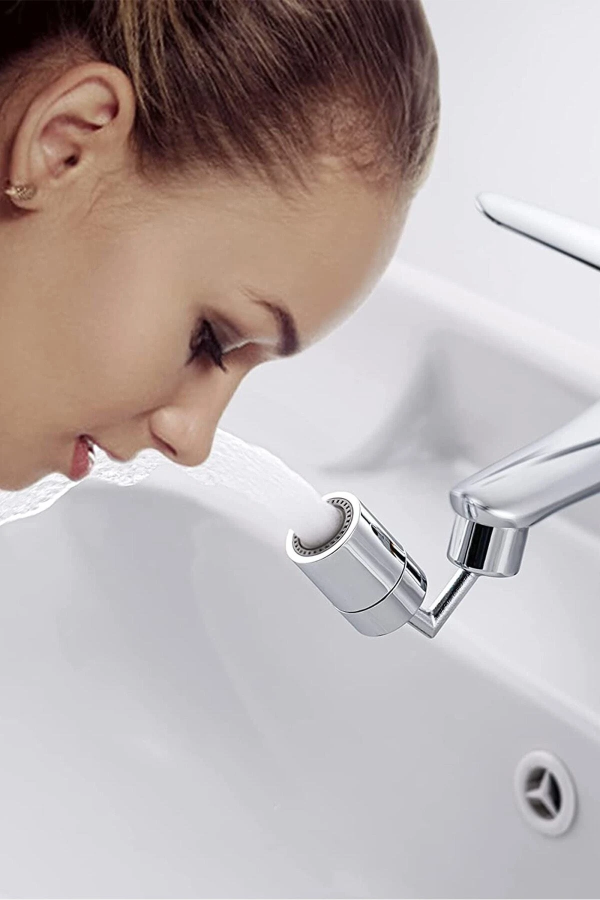 Yeni Nesil Robotik 720 Derece Oynar Başlıklı Musluk Başlığı Aparatı Ağız Yıkama Yüz Yıkama Başlığı