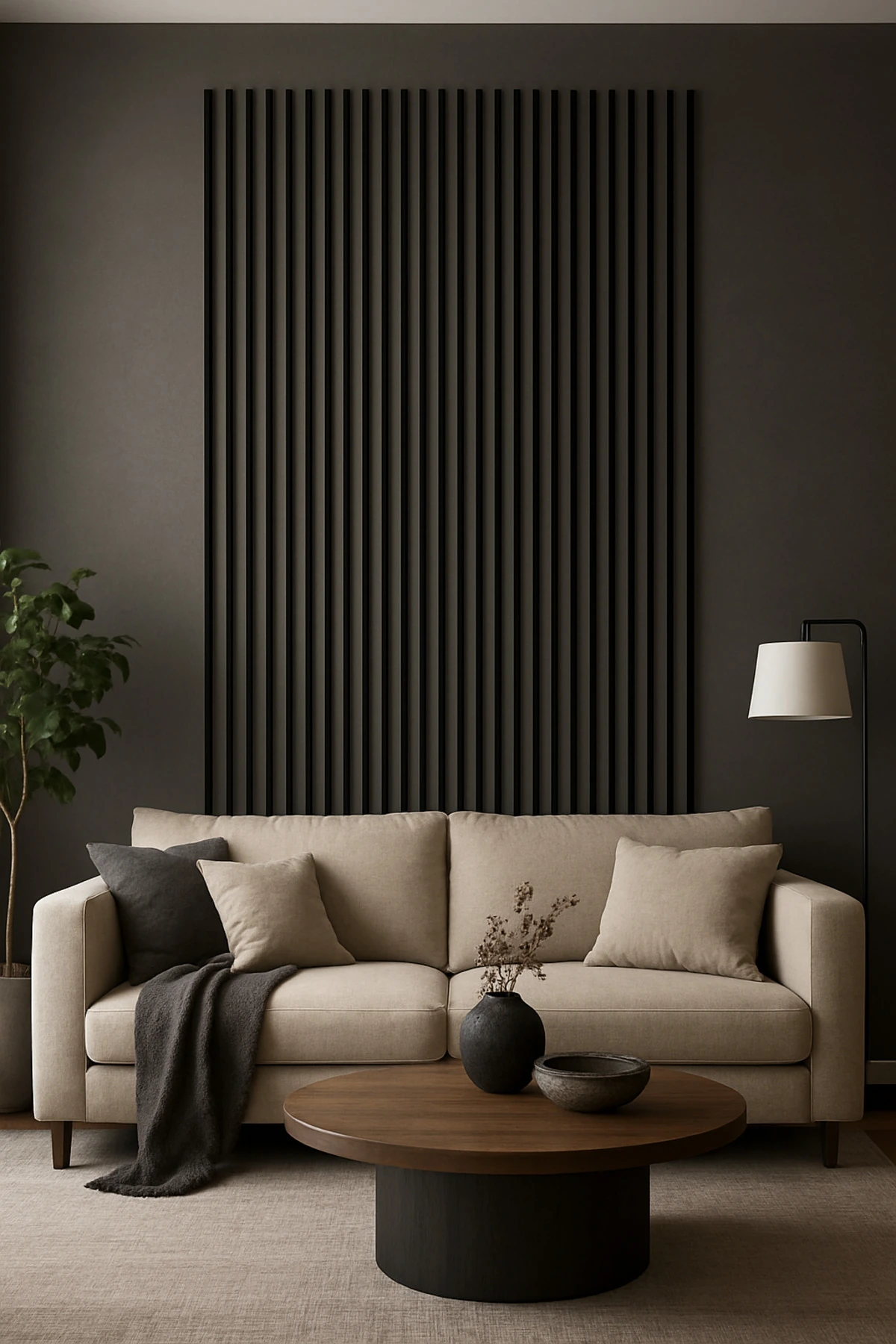 Antrasit Kendinden Yapışkanlı Çıta – 12 Adet | 240 cm Uzunluk | 8 mm Kalınlık Duvar Dekor Paneli