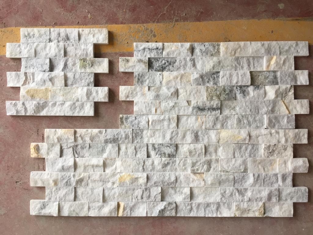 5X10Cm White Mix Doğal Taş Mermer Patlatma Mozaik Duvar Kaplaması