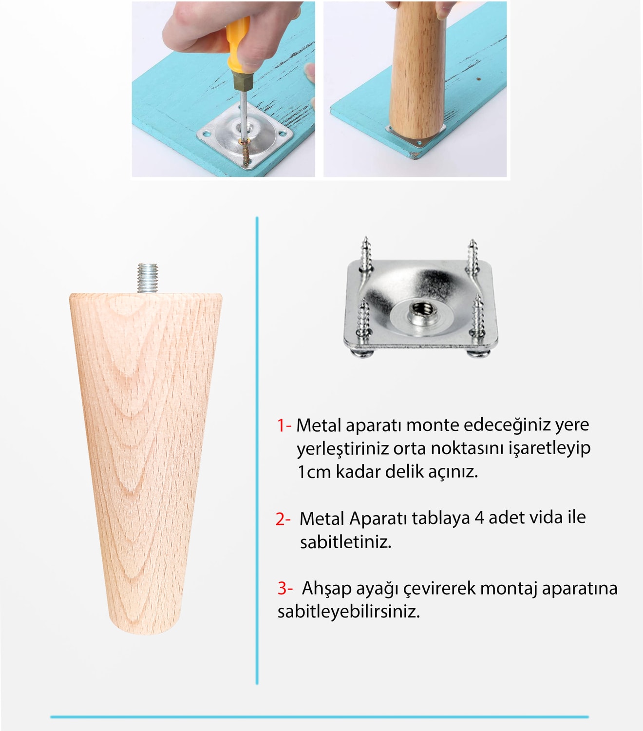 Koltuk Ayağı - Sehpa Ayağı - Baza Ayağı- Mobilya Ayağı -Ahşap Ayak / Uzunluk:10 Cm/çap:5.5 cm