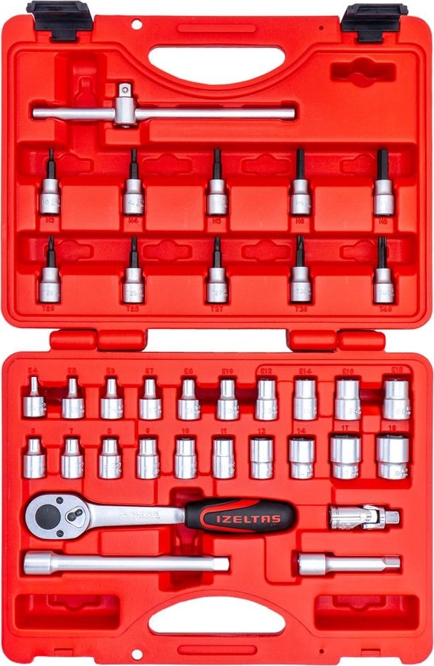 Izeltaş 3/8" 6 Köşe Lokma Anahtar ve Lokmalı Allen Set 35 Parça