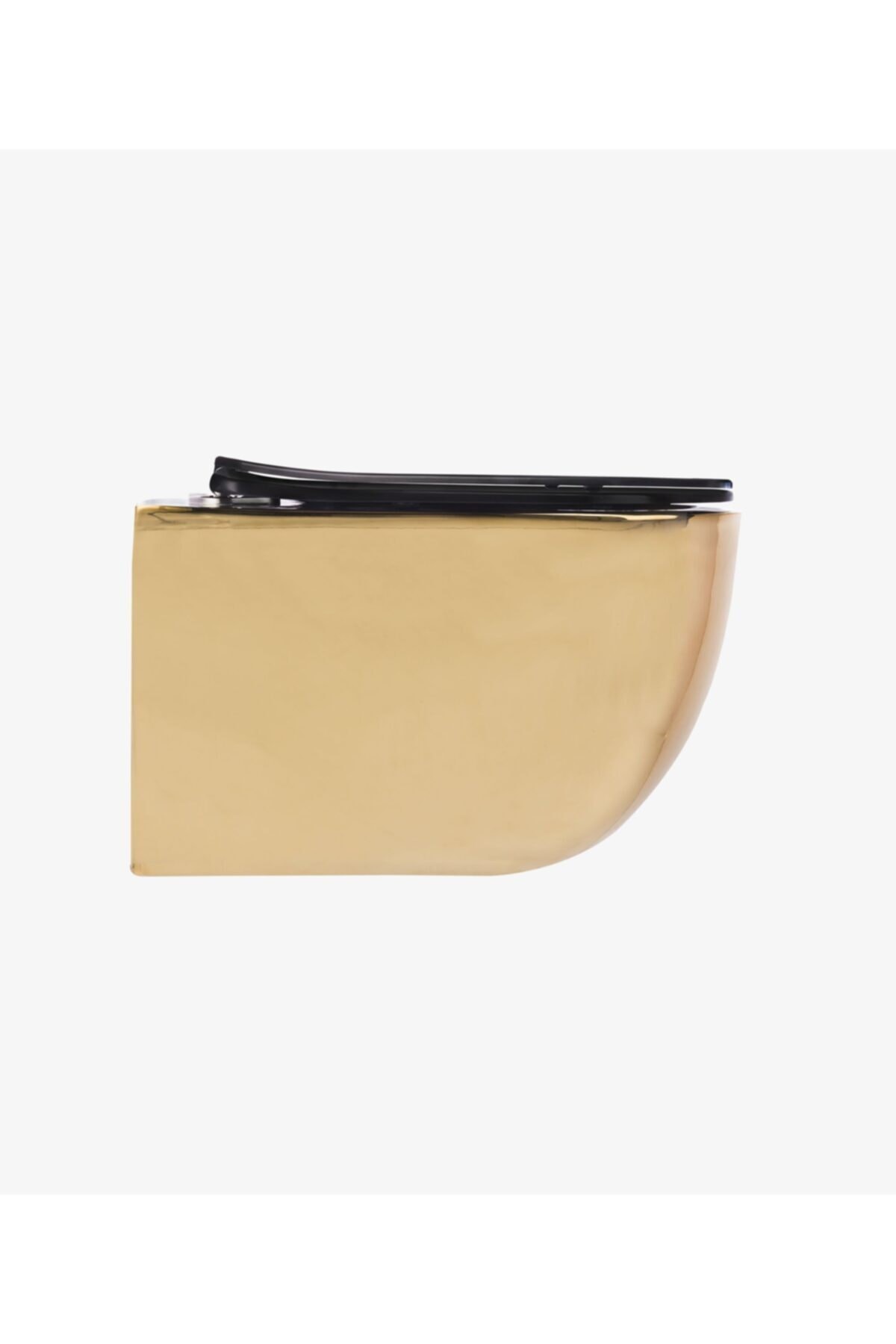Pure Parlak Gold Sıyah Kanalsız Asma Klozet Wh-785+soft Kapak