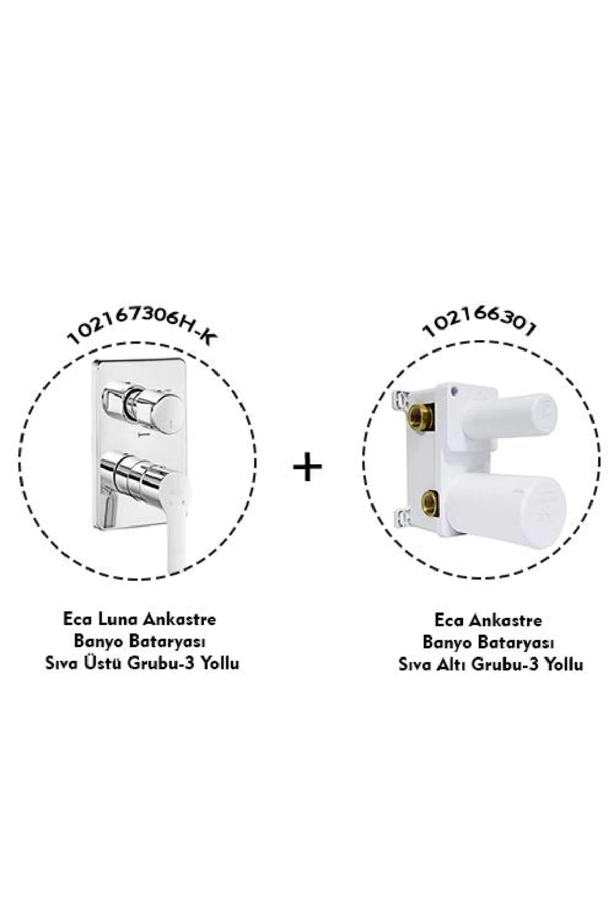 Luna Ankastre Banyo Bataryası 2 Parça Set / 3 Yollu (102167306-K+102166301)