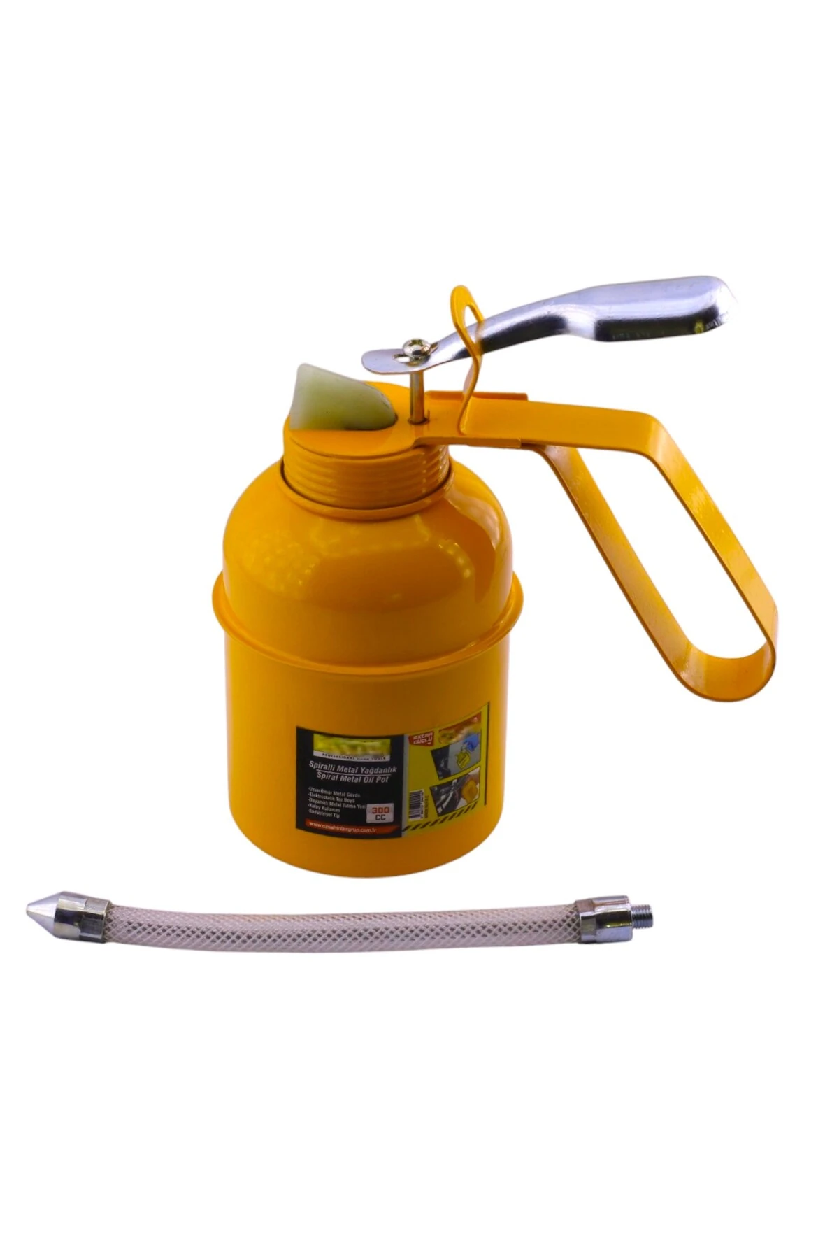 Madeni Yağdanlık 300 ml Spiralli Metal Gövdeli Uçlu Yağ Pompası Araba Makine Atölye Yağdanlığı