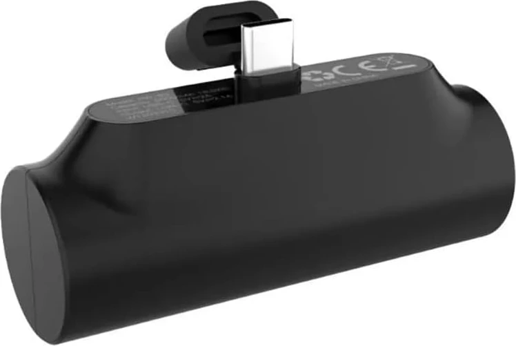 Mini 5000 Mah Powerbank Type-C'ye Takılabilir Mini Taşınabilir Şarj Istasyonu (Siyah)