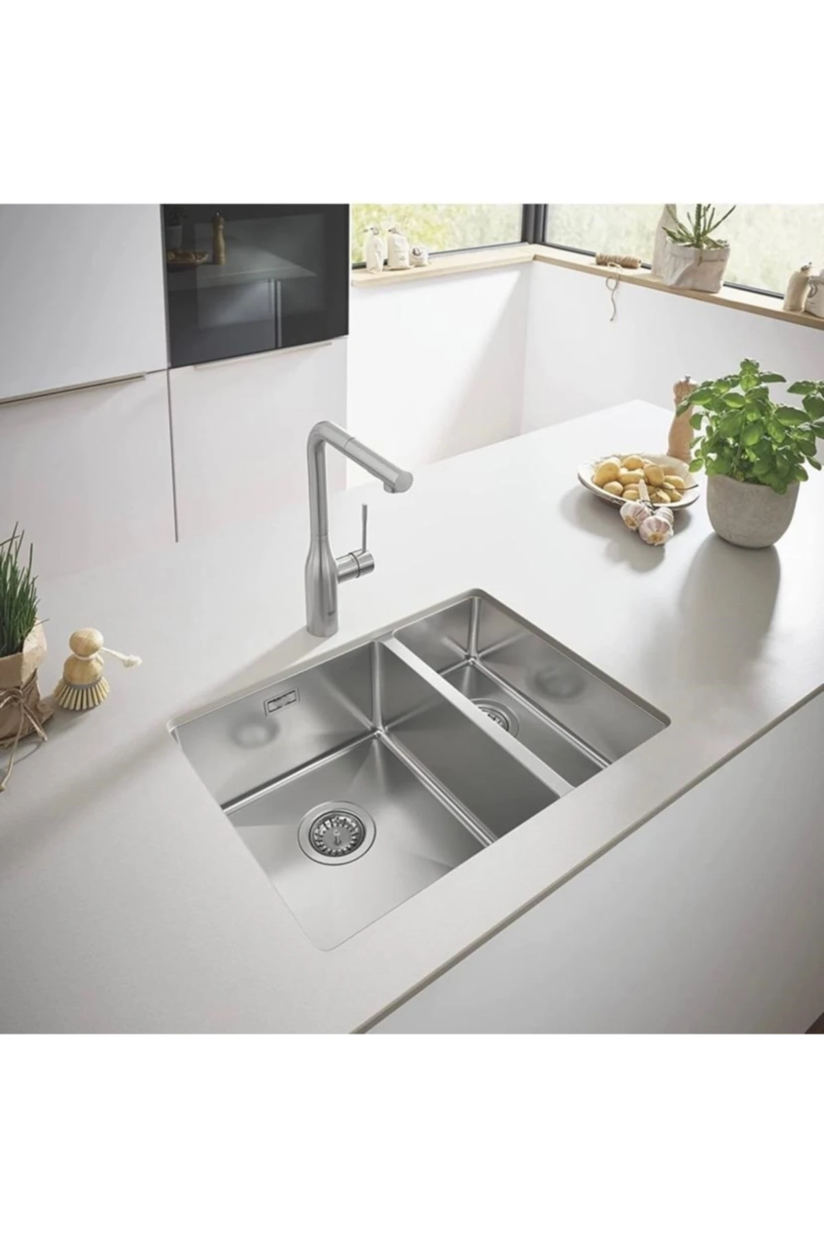 1,5 Göz 44x58 Cm El Yapımı Paslanmaz Çelik Evye