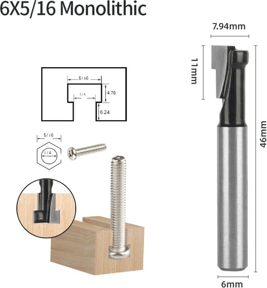1 1/4 "6mm 6.35 mm 8mm Shank T Yuvası Kesici Yönlendirici Bit Seti Altıgen Cıvata Anahtar Delik Uçları T Planya Freze Kesici Ahşap Ağaç Işleme Için (Yurt Dışından)