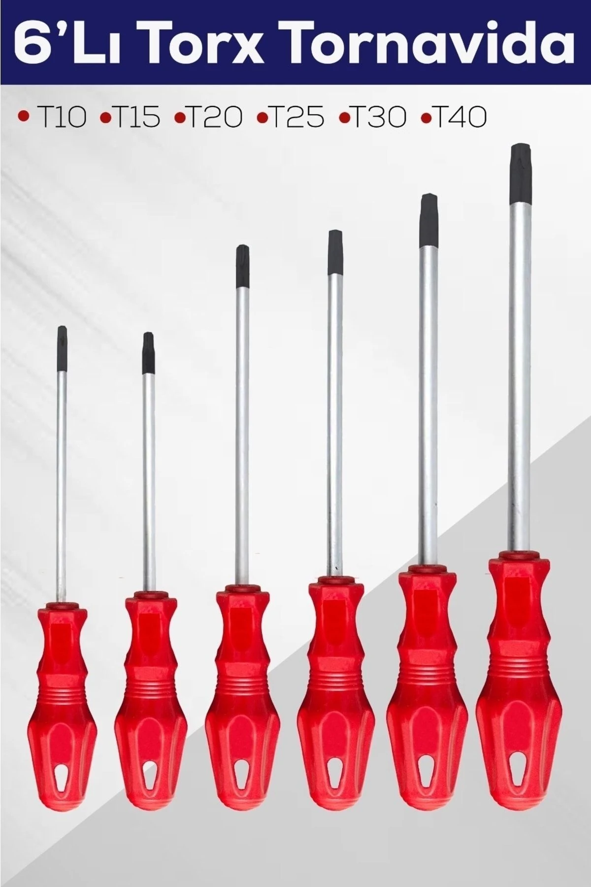 6 Parça Torx Tornavida Seti (T-10,T-15,T-20,T-25,T-30-T-40)