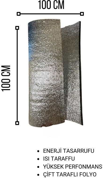 ALÜMİNYUM KAPLI POLİETİLEN SÜNGER LEVHA 10 MM (EN:1 MT BOY:5 MT)