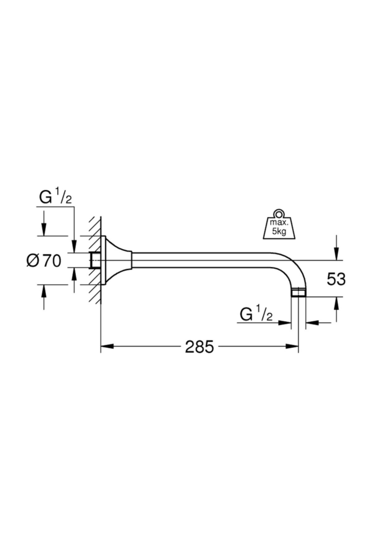 Rainshower Grandera Duş Başlığı Dirseği 285 mm - 27986DA0