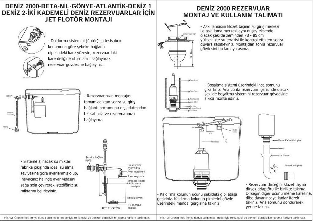 Deniz 2000 Stoplu Spiral Dirsekli Klozet Üstü Rezervuar 413.003