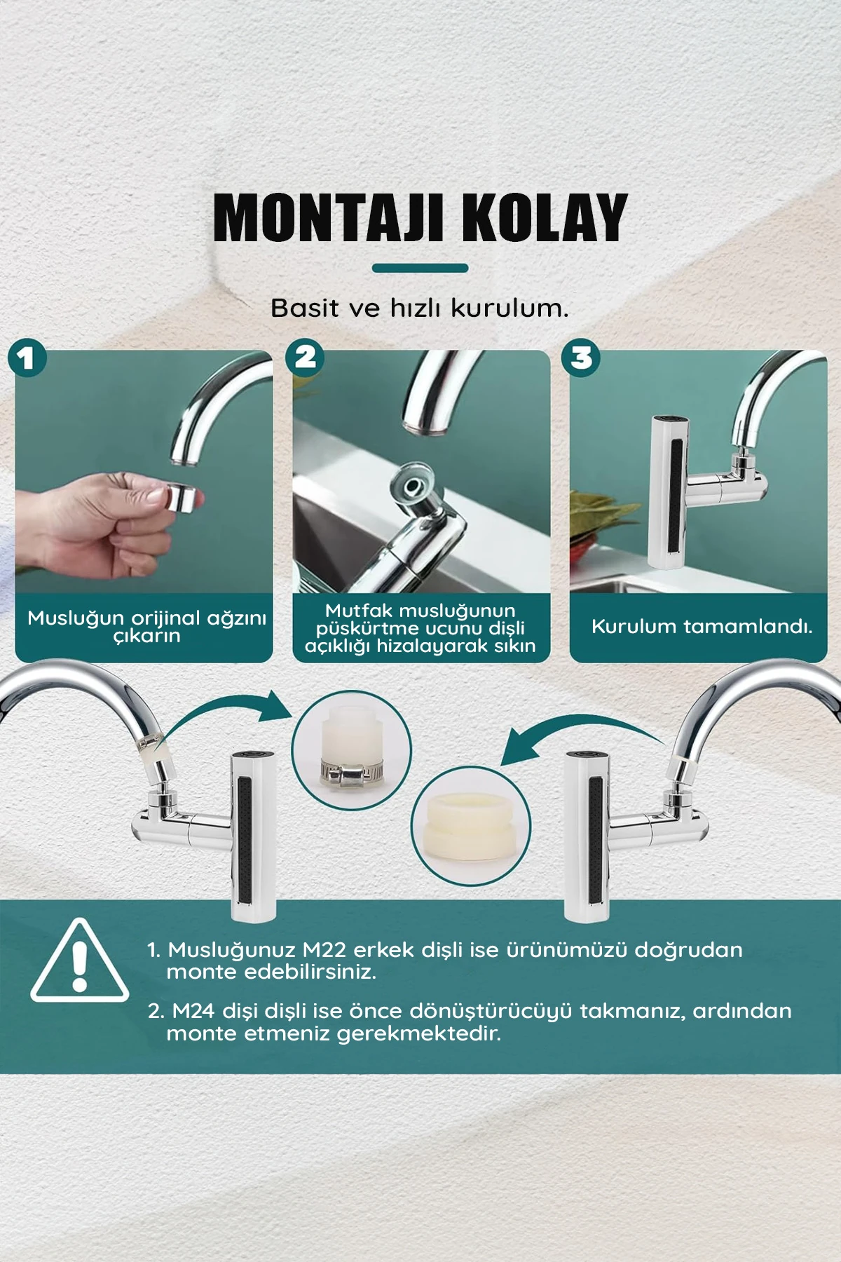 Akıllı Musluk Başlığı 4 Kademeli Ayarlanabilir Mutfak Armatür Lüx Lavabo Musluk Başlığı Yeni Nesil