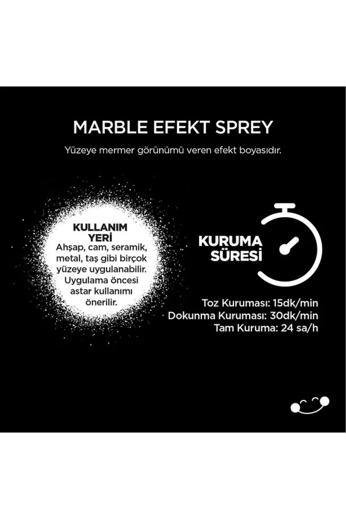Özel Amaçlı Mermer Efekt Siyah Sprey Boya 200 Ml