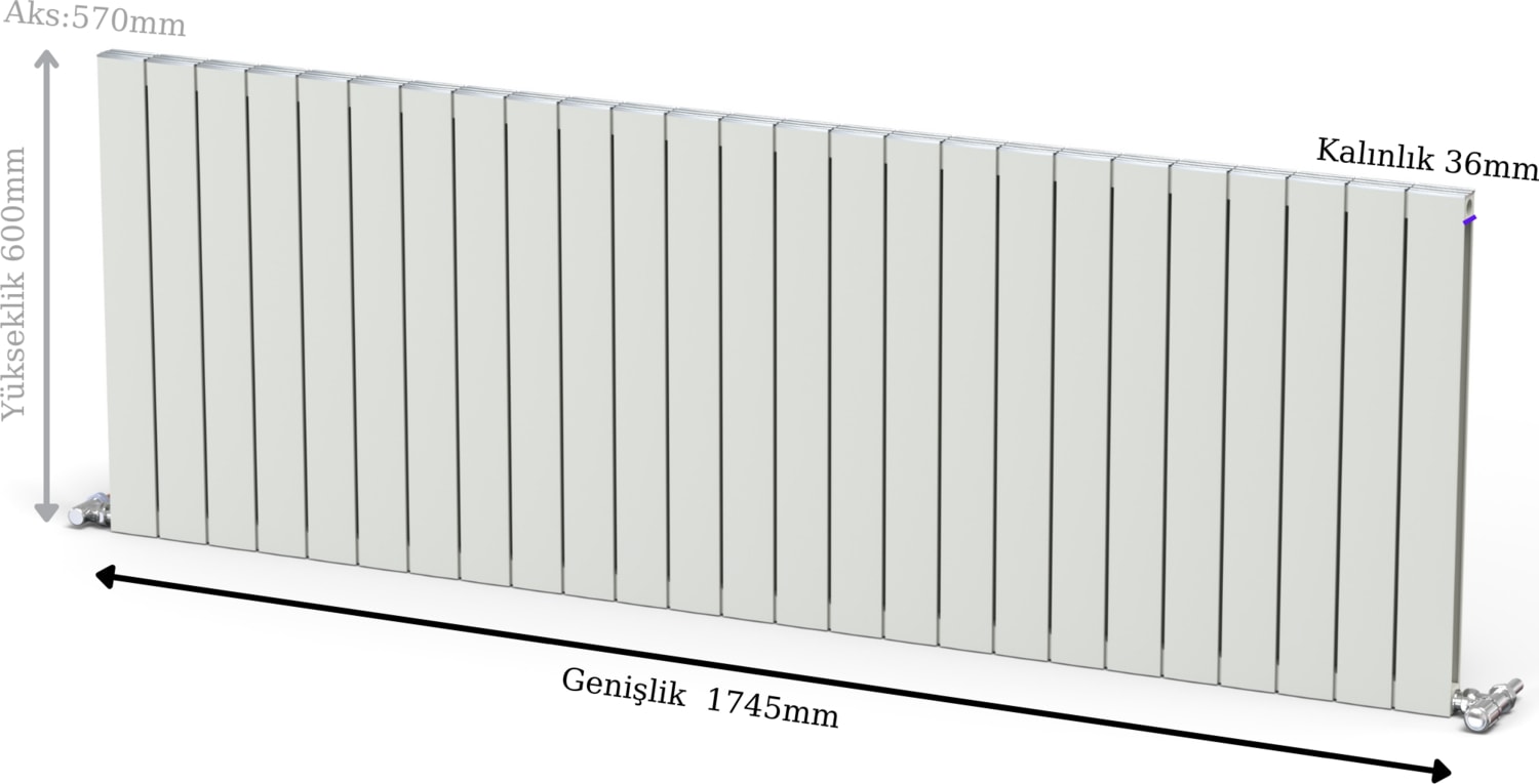 Smyrna Alüminyum Radyatör Panel 600 x 1745 25 Dilim Beyaz RAL9010