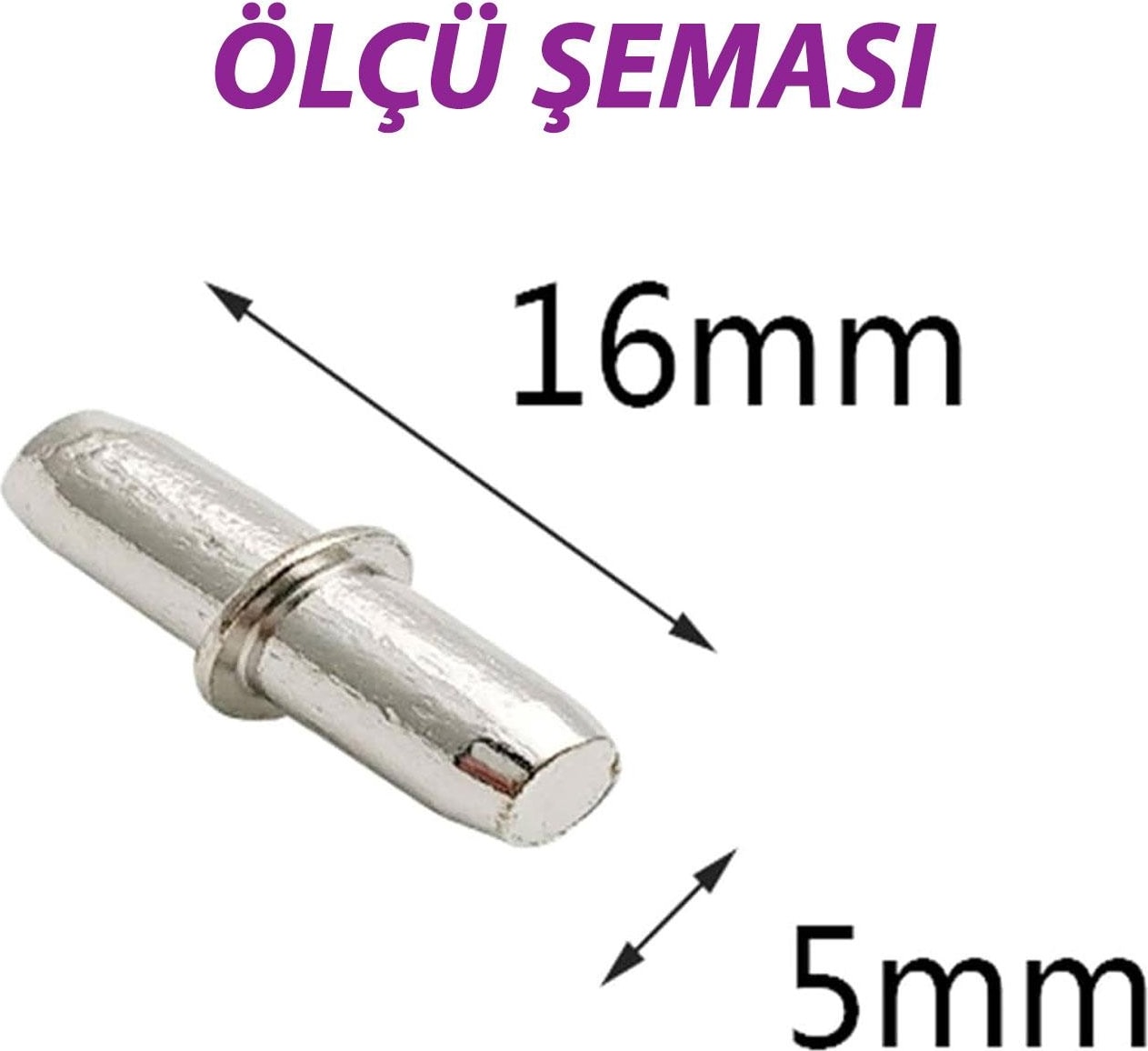 Metal Halkalı Raf Pimi Cam Ahşap Metal Raf Tutucu Çivisi Mobilya Dolap Pimi (50 Adet)