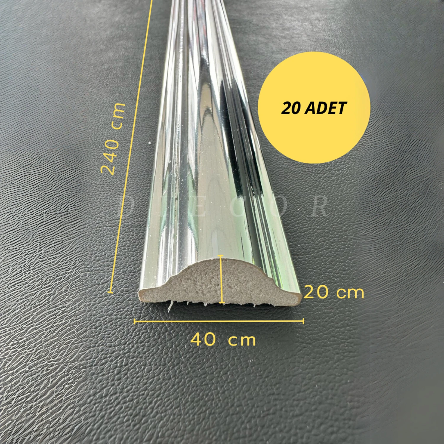 Dekoratif Polistren 20 Adet 4 cm Gümüş Duvar Çıtası