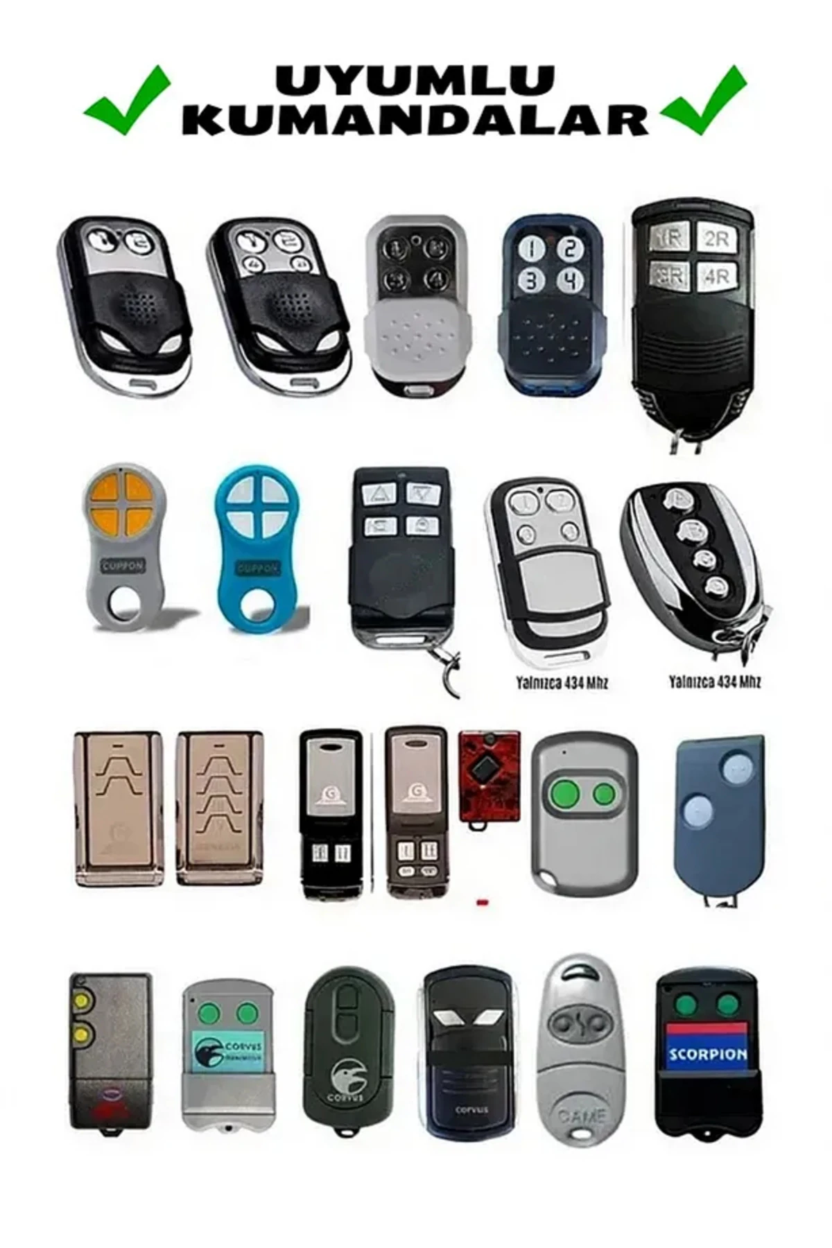 Akıllı Kodlanabilir Otopark Bariyer Garaj Kepenk Kumandası 433mhz