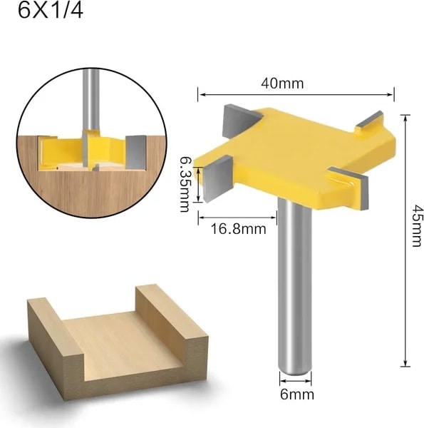6X40X6.35 1 Adet 6mm 6.35MM 8mm Shank 4 Kenar T Tipi Planya Kesici Ağaç Işleme Aleti Freze Uçları Ahşap Endüstriyel Sınıf Freze Kesicisi (Yurt Dışından)