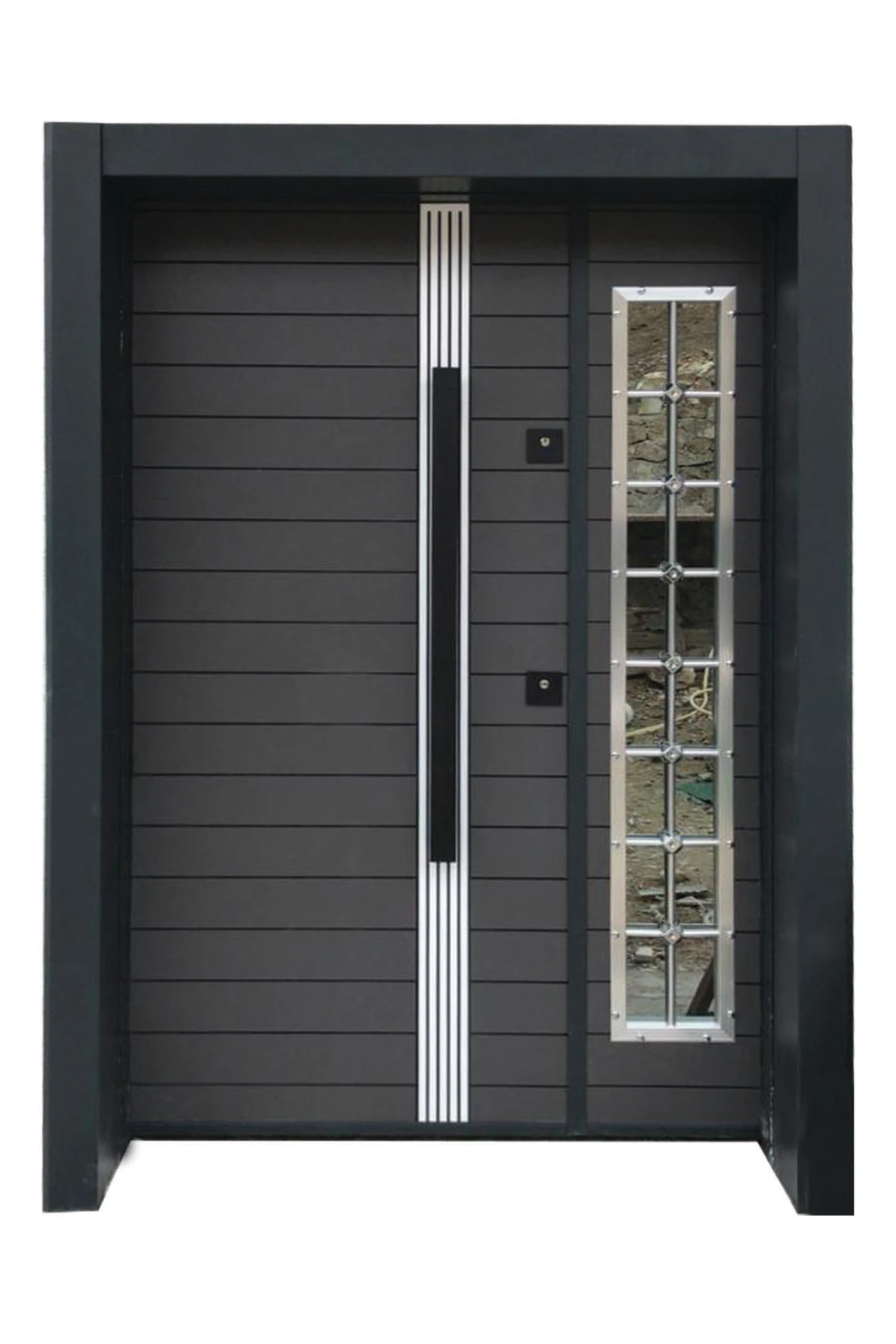 Çelik Kapı Modelleri Villa Kapısı, Antrasit Renk Düz Apartman Giriş Kapısı Sol Açılım