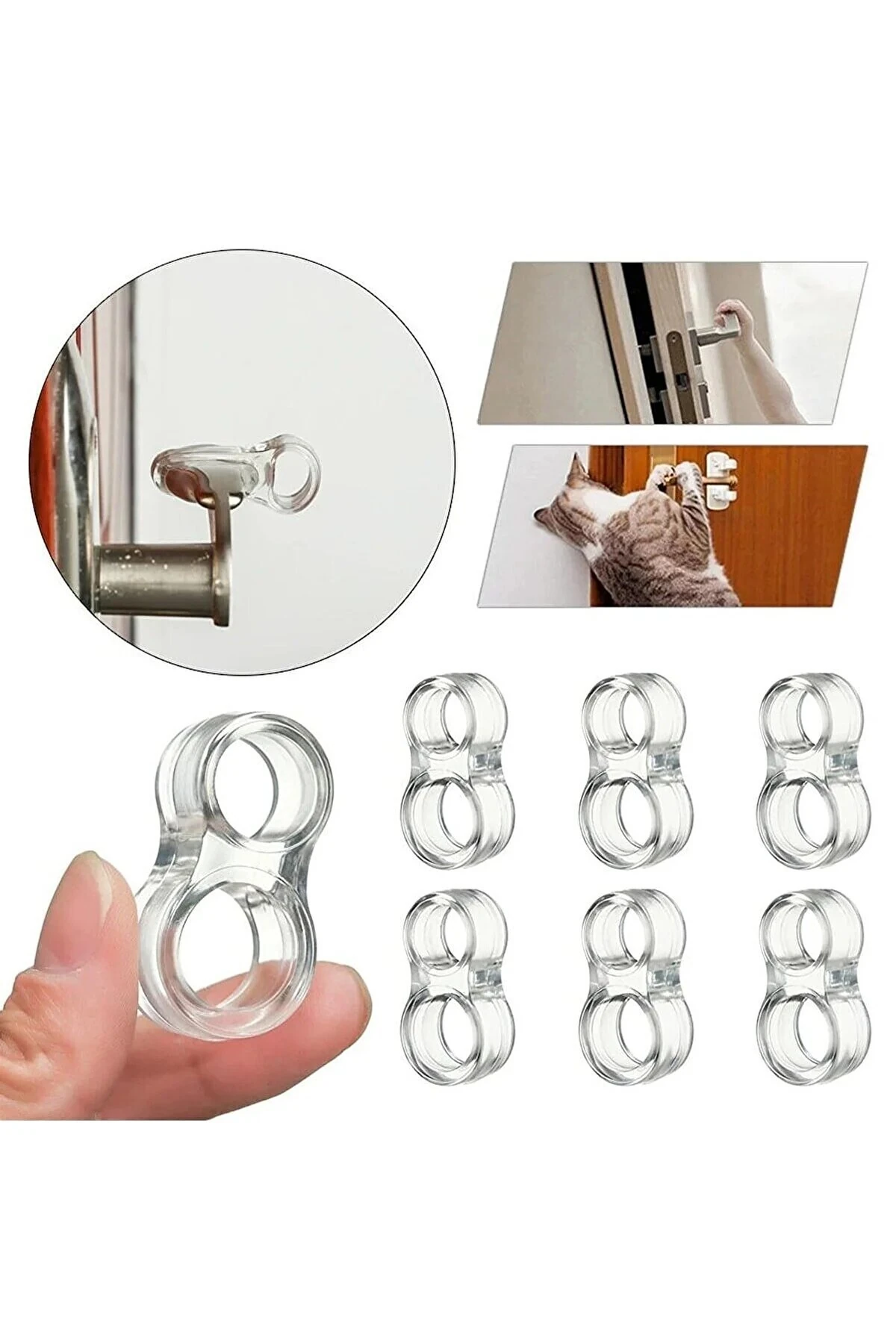 10 Adet Şeffaf Kapı Durdurucu Silikon Kapı Pencere Kolu Tutucu Kapı Kolu Tamponu