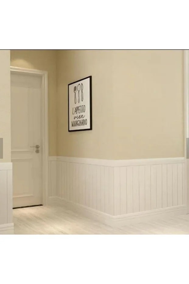 Kendinden Yapışkanlı Tek Parça Lambiri Model 70x500cm Salon Koridor Sünger Duvar Kağıdı Paneli NW43