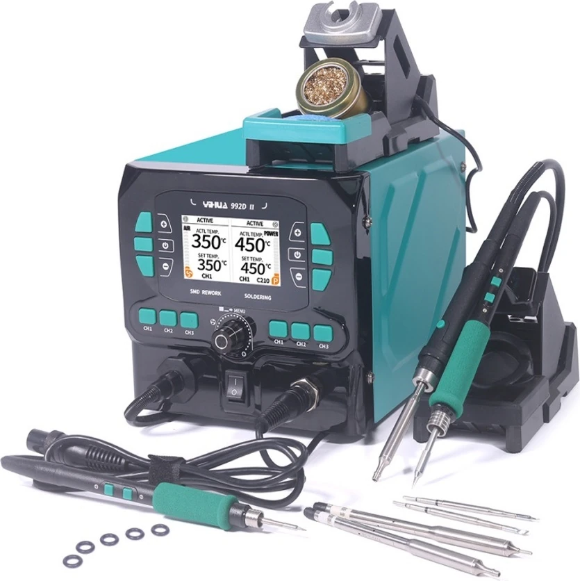 992D-II Mini Sıcak Hava Istasyonu + C210 C245 Hassas Mini Yeniden Işleme Istasyonu