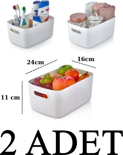 2 Adet 3.5 Lt Dolap Içi Buzdolabı Düzenleyici Banyo Organizer Sepet