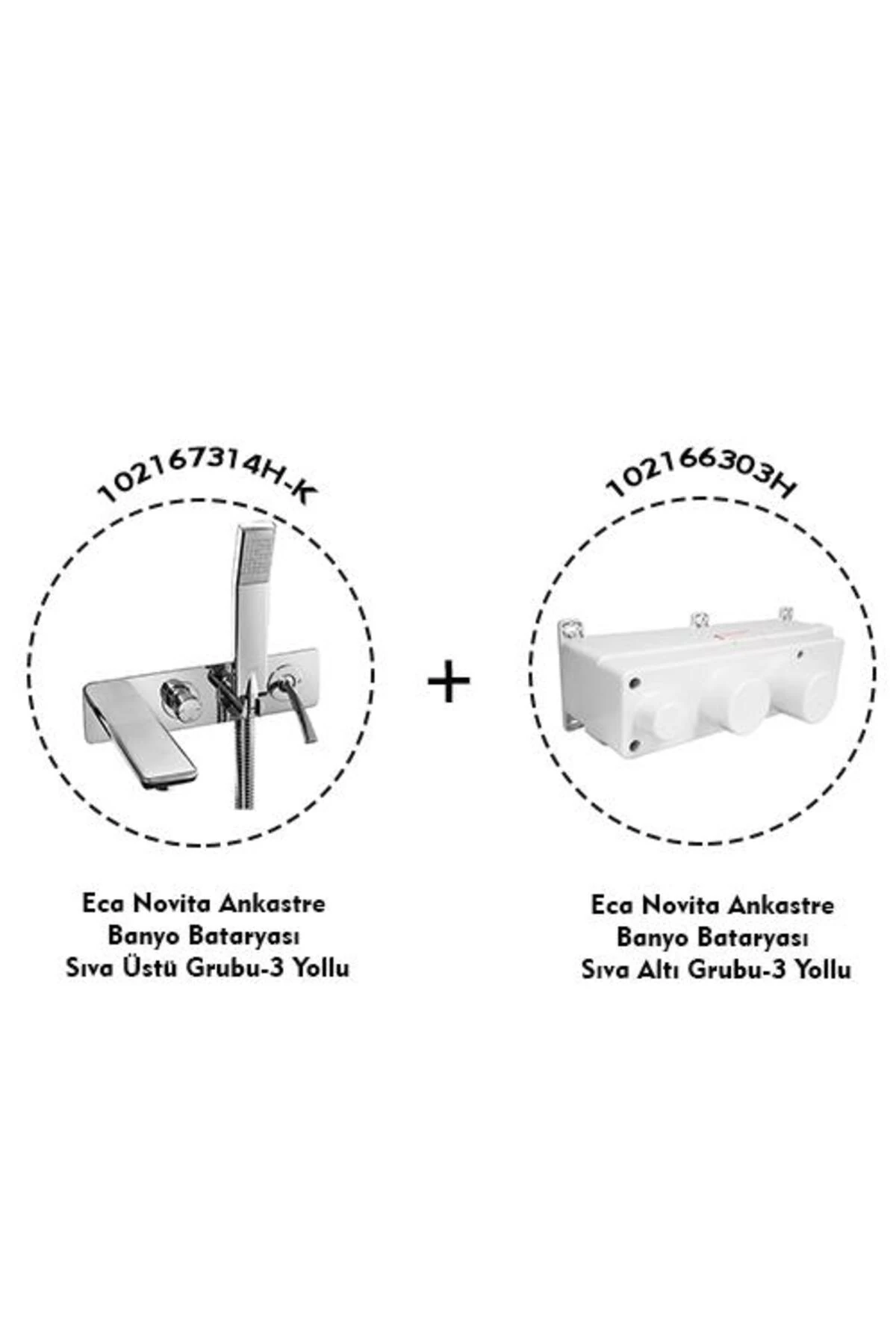 Novita Ankastre Banyo Bataryası 2 Parça Set / 3 Yollu (102167314H-K+102166303H)