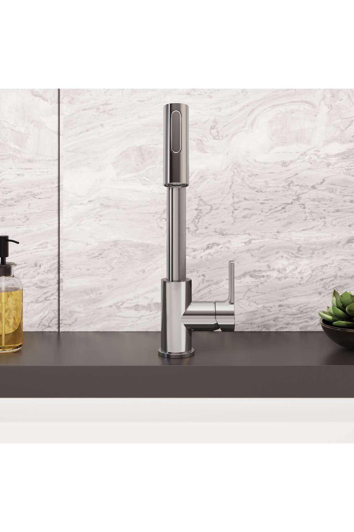 Maestro A42146 Pull-Out Eviye Mutfak Bataryası, Krom