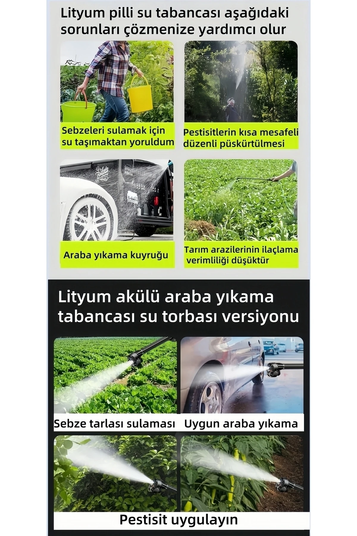 En Güçlü 3 Vitesli Ayar, Kömürsüz Oto Araba Bahçe Klima Halı Şarjlı Yüksek Basınç Yikama Makinesi