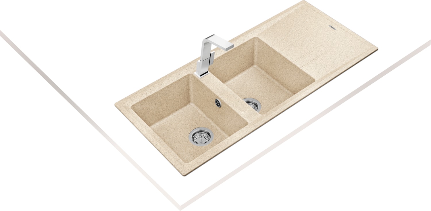 Stone 80 B-Tg Topas Beige - Ankastre Granit Eviye - Bej - 116 cm - 115400003