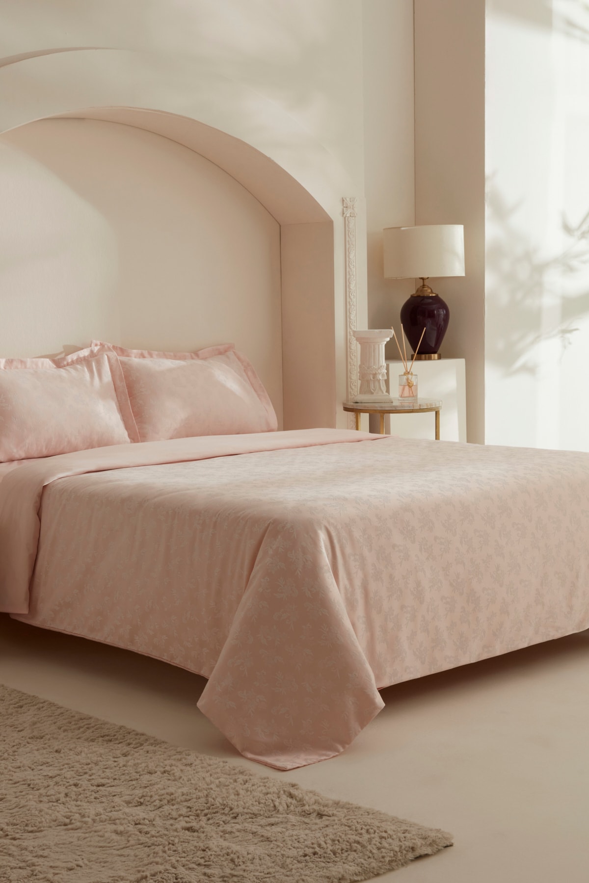 White Collection Viole Çift Kişilik Nevresim Takımı Pudra