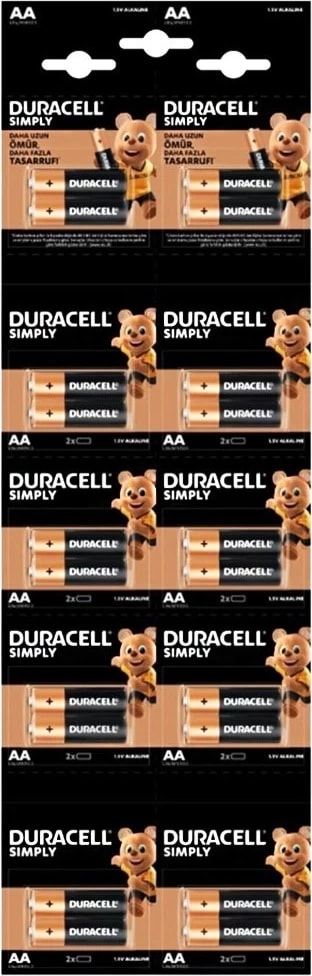 Duracell 20'li Kartela 1.5 V Alkalin Aa Kalem Pil