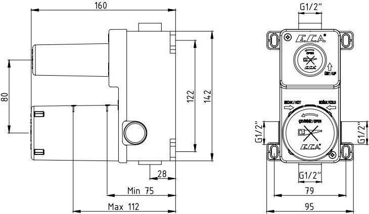 Eca Ankastre Banyo Bataryası Sıva Altı- 2 Yollu Altın Gold 102866201