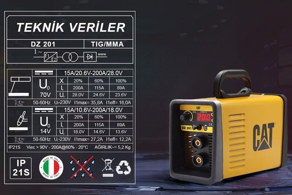 DZ201 200 Amper Tıg Lift / mma Çanta Tipi Profesyonel Dijital Inverter Kaynak Makinesi