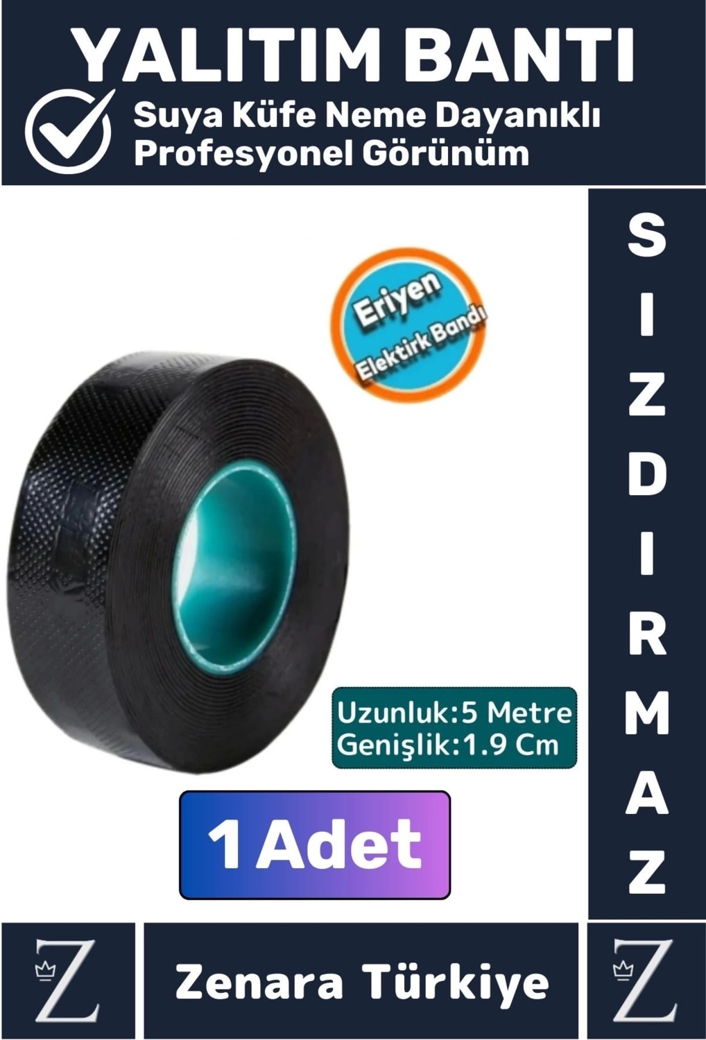 OZKUVVET Premium Yanmaz Su Geçirmez Ekstra Güçlü Yapışkanlı Kendinden Eriyen Kauçuk Yalıtım Bant 5 Metre