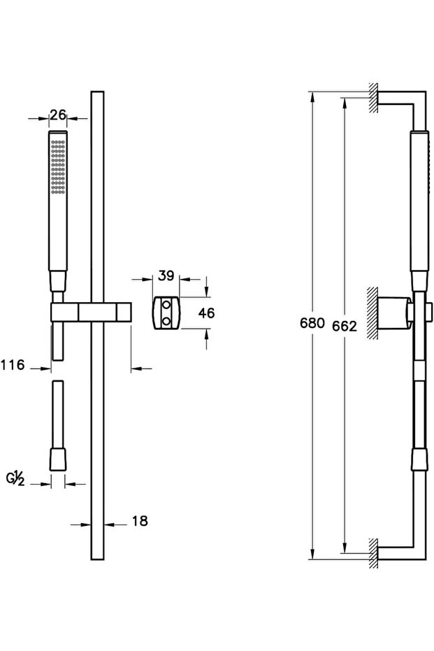 Vitra Sticx 1f A45711 El Duşu Takımı, Krom