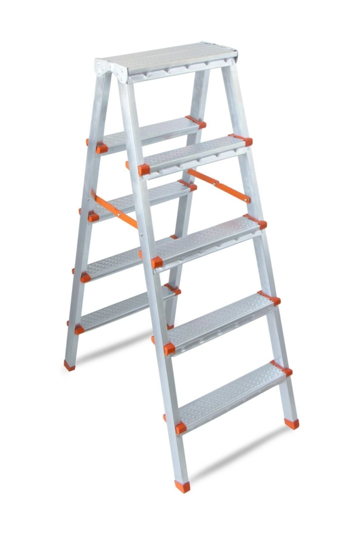 7+7 Basamaklı Çift Çıkışlı Galvanizli Profil Merdiven (Ev, bahçe, işyeri için uygun)