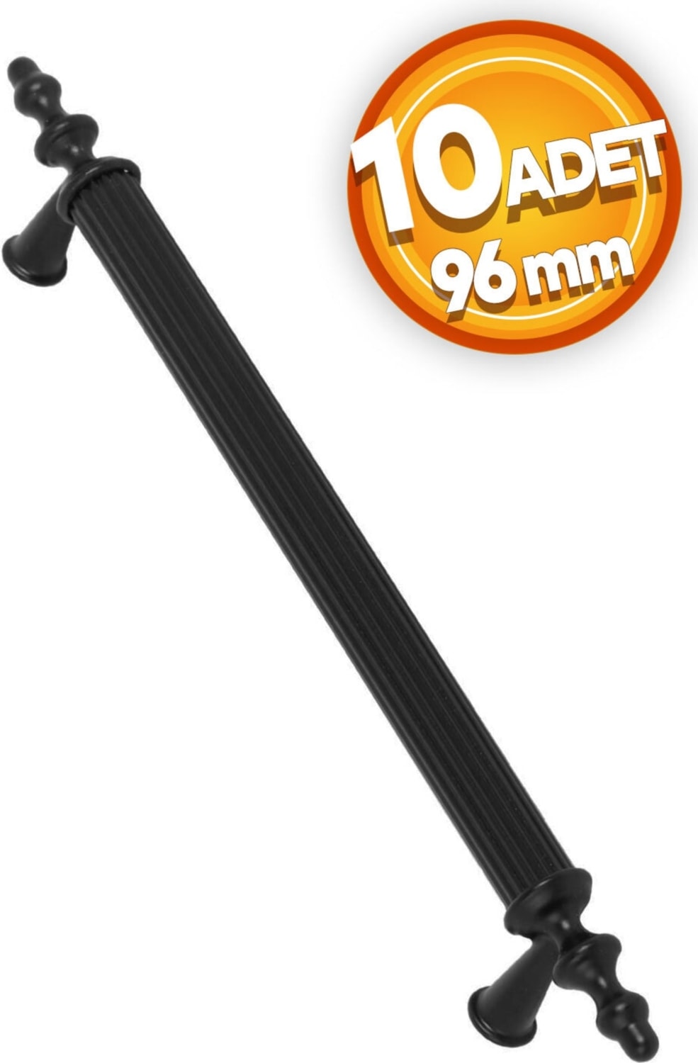 Lüx Ovacık Çekmece Dolap Kapak Kulpu Kulbu 96 mm Mat Siyah Metal Kulp 10 Adet