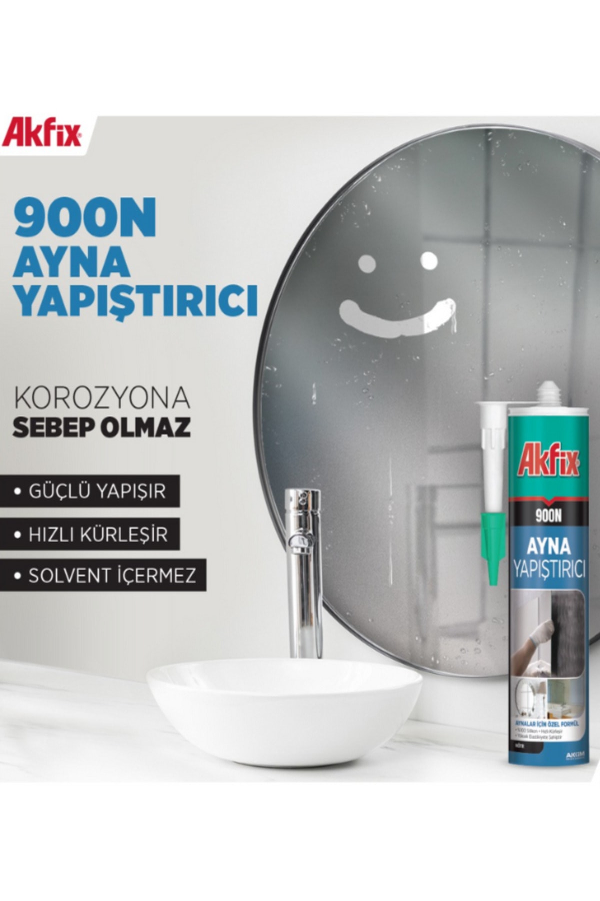 AKFİX 900N AYNA YAPIŞTIRICI (ŞİŞECAM ONAYLI) 3 adet