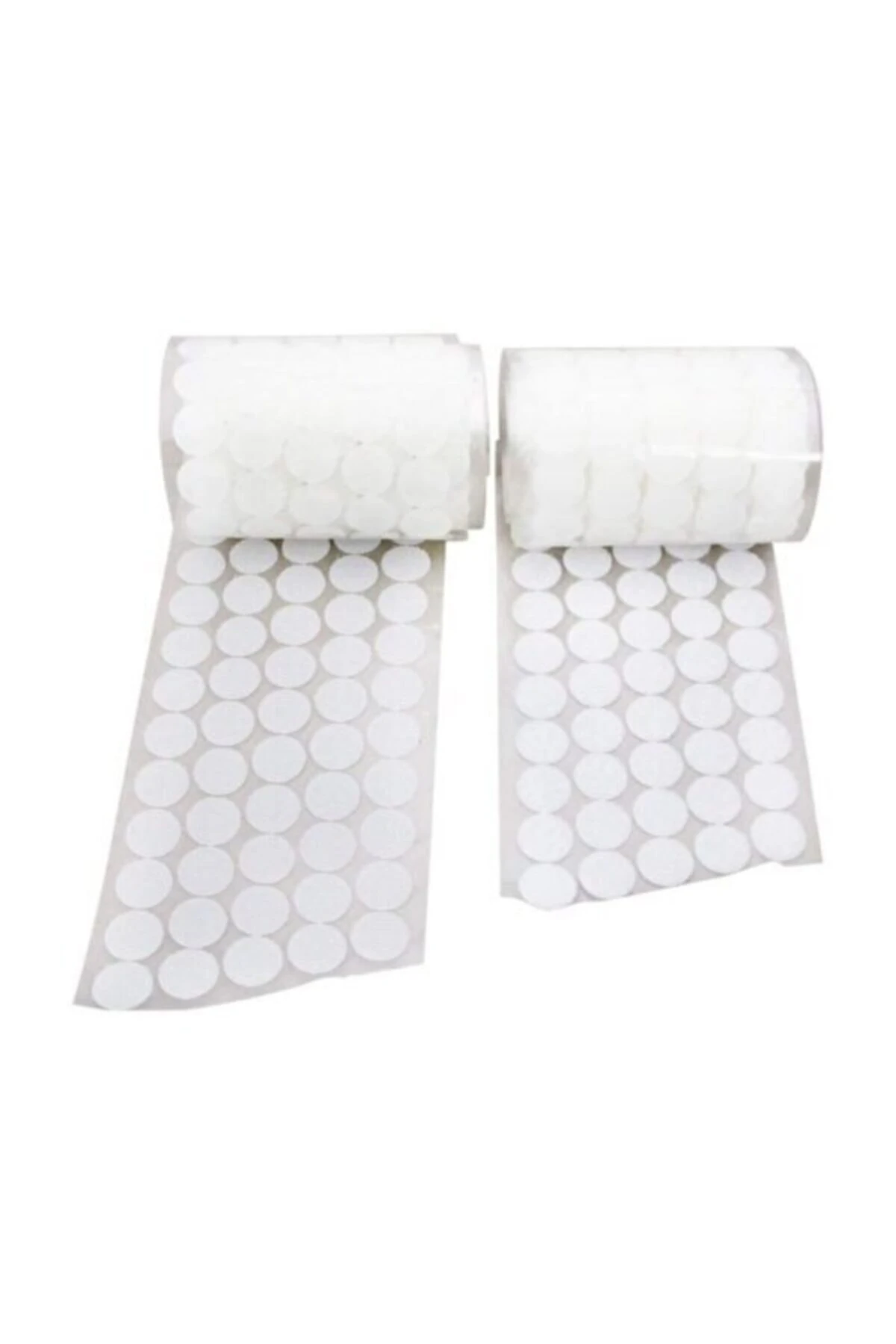 100 Adet Arkası Yapışkanlı Yuvarlak Cırt Cırtlı Bant, Kaliteli Bant, Çap 1cm, (beyaz)