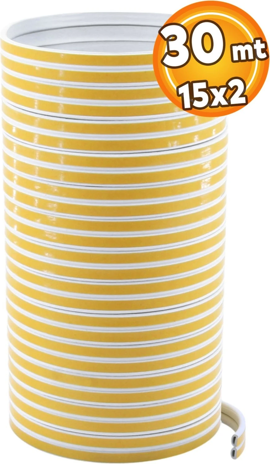 Yapışkanlı 15x2=30 Metre (BEYAZ) Kapı Pencere Bandı Fitili Soğuk Izolasyon Kauçuk Bantları