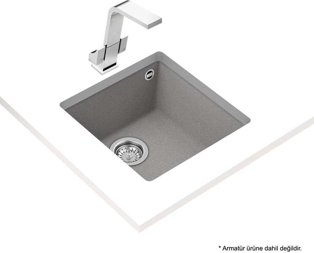 115230026-TEKA Square 40.40 Tg Stone Grey Granit Eviye