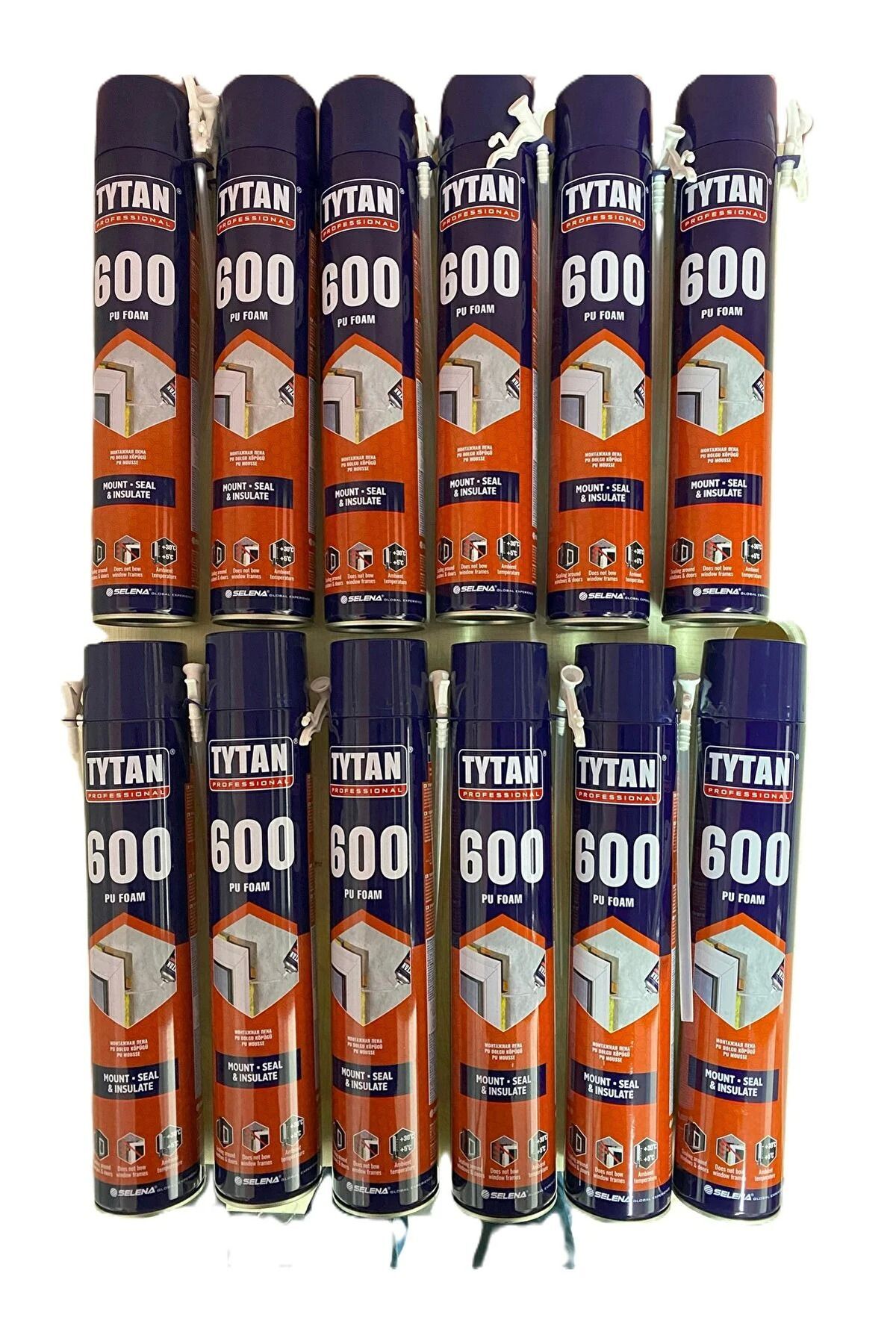 Tytan Polyfix 600Gr - 12 Adet Poliüretan Montaj Dolgu Köpüğü Professional Ses Ve Isı Yalıtım Pipetli