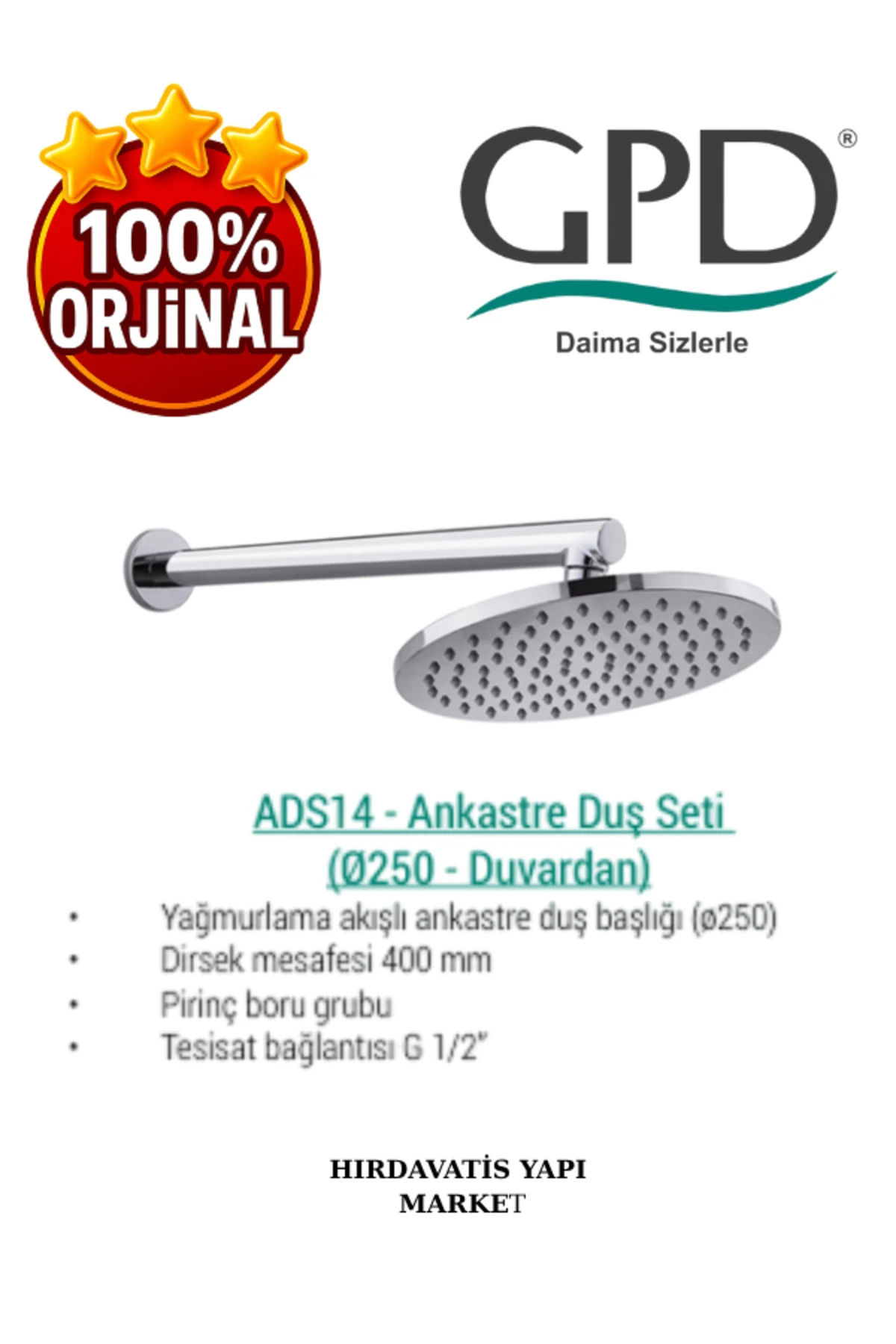 ADS14 Ankastre Duş Başlığı (Ø250)