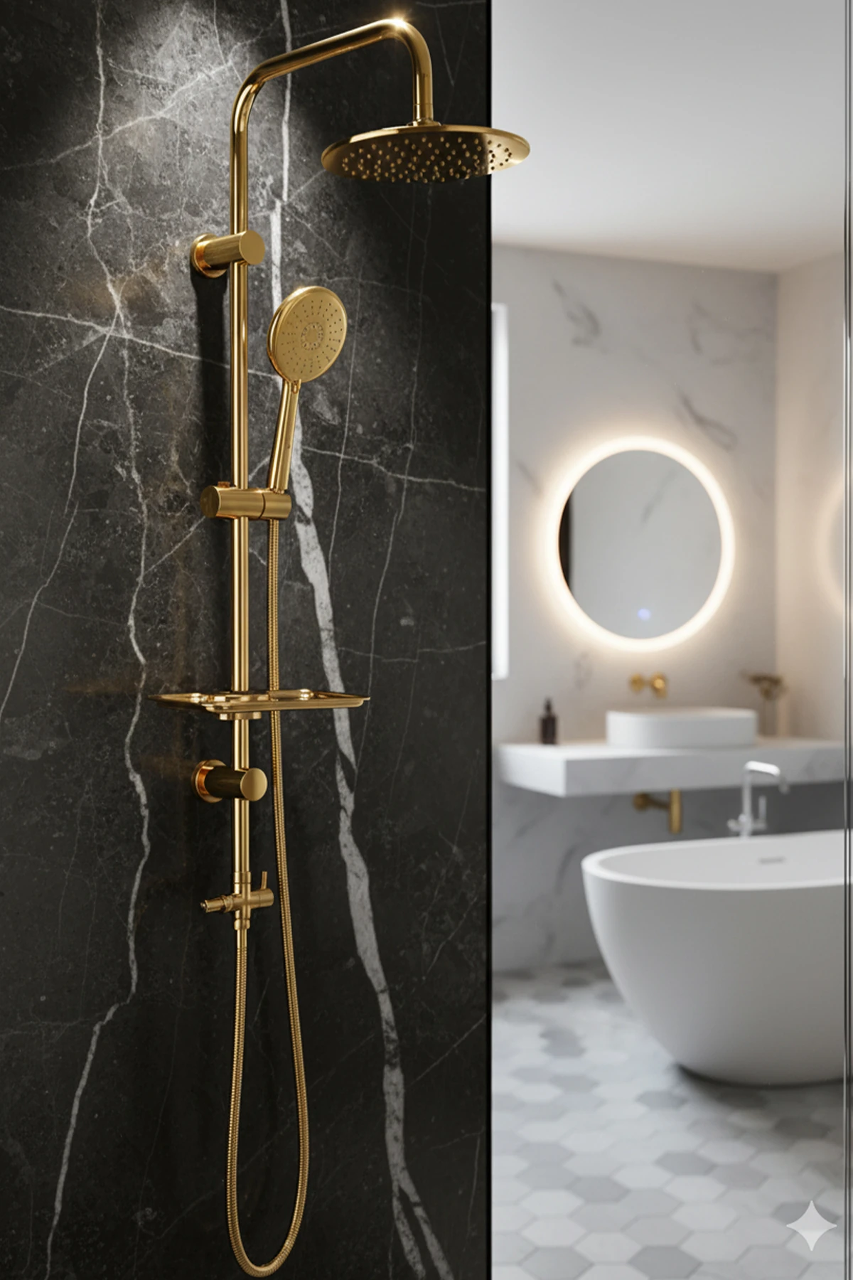 Tepe Yağmurlama Gold Duş Seti Pirinç Yönlendirici Altın Gold